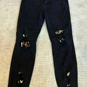 Judy Blue black jeans with cheetah print 9/29 skinny fit